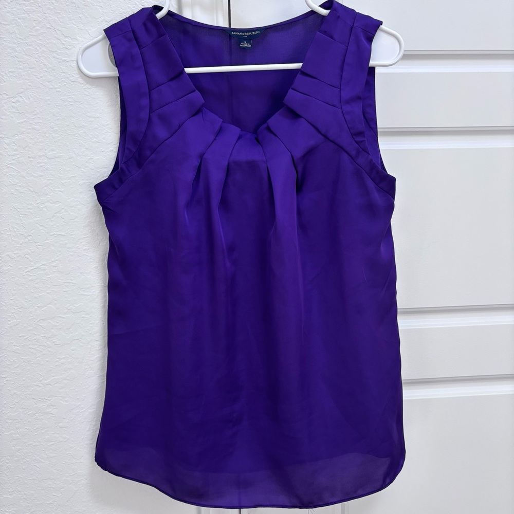 Banana Republic Purple Pleated Neck Sleeveless Camisole - Picture 4 of 4